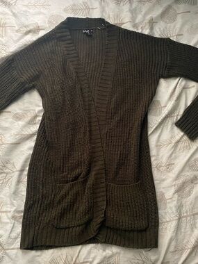 Love Dark Olive Open-Front Knit Cardigan